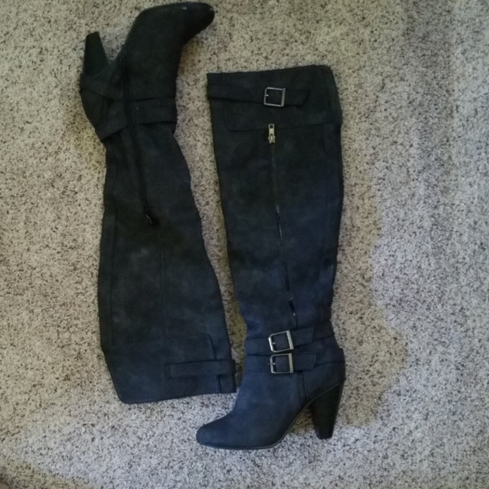 Charcoal Gray Knee High Boots